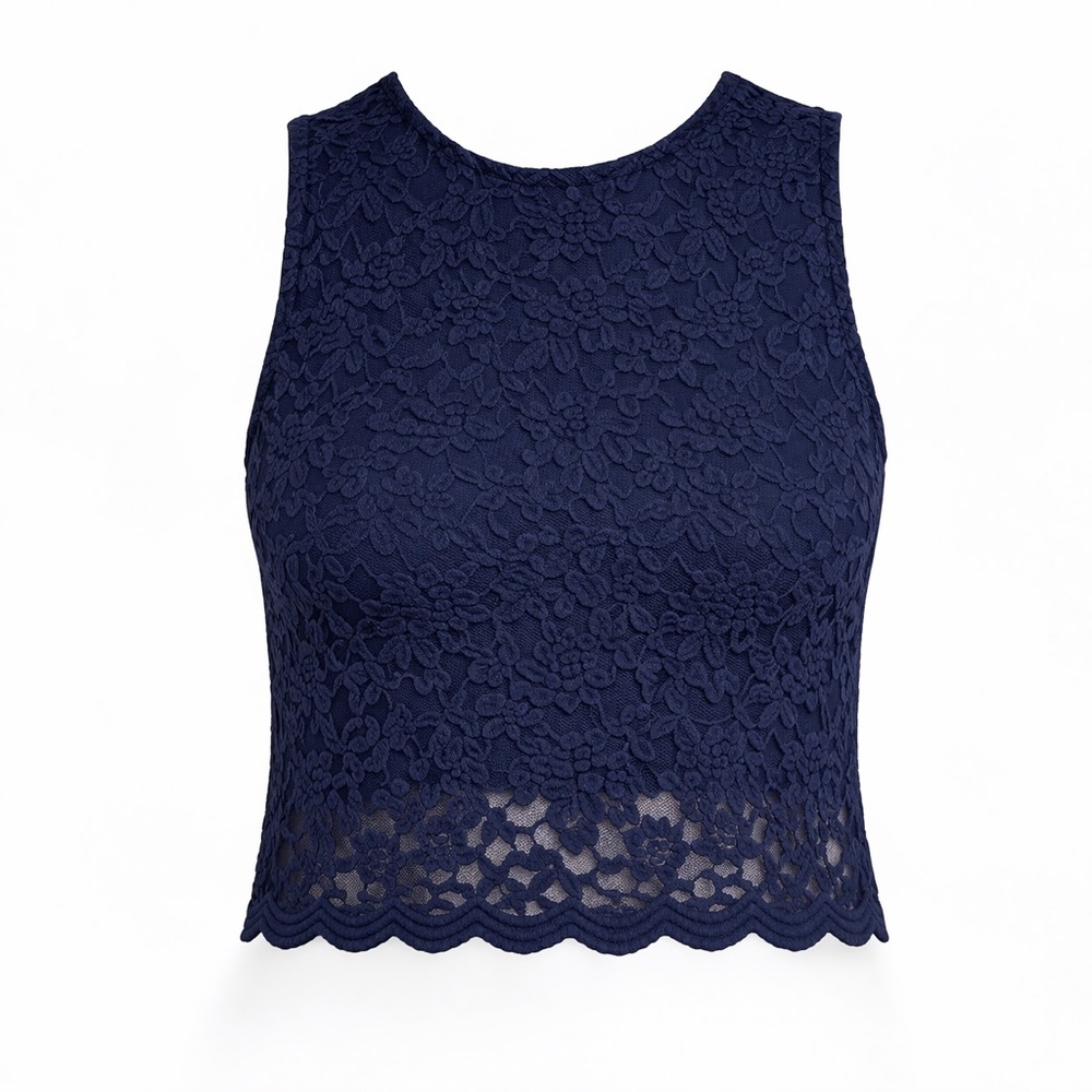 Intimately Free Small Elegant Lace Sleeveless Top - Navy Blue